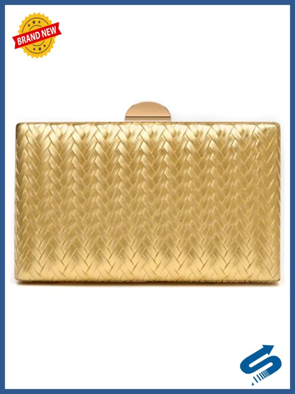 Woven PU Faux Leather Evening Clutch with Detachable Chain